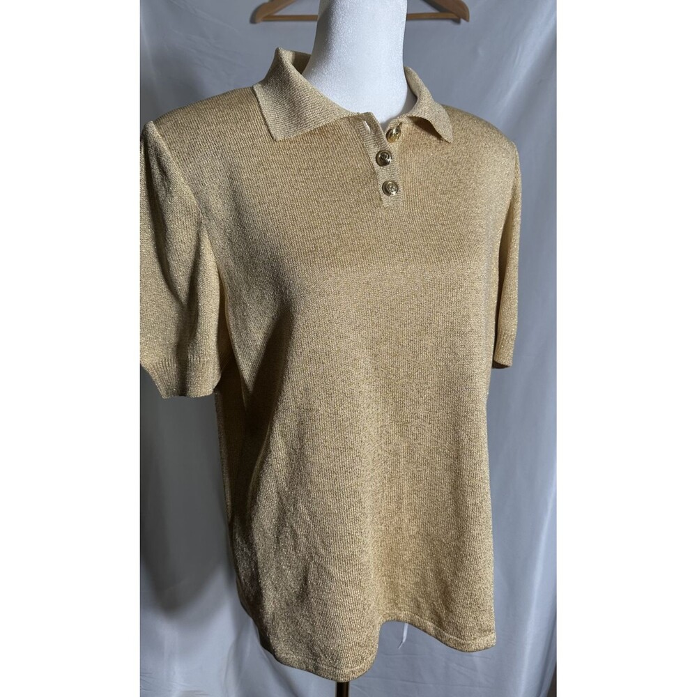 St John Basics Gold Collared Shirt Size M